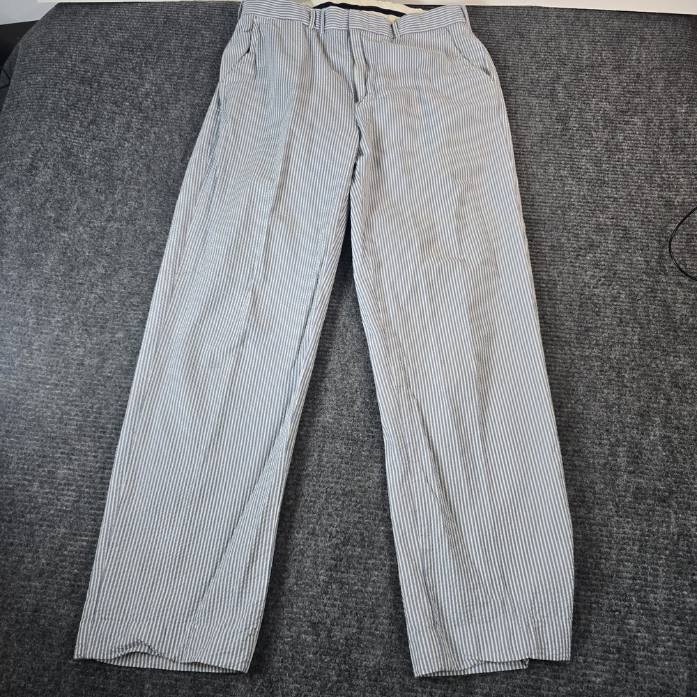 Polo Ralph Lauren Mens Seersucker Pants 34x34 Blue White Stripe Cotton Preppy
